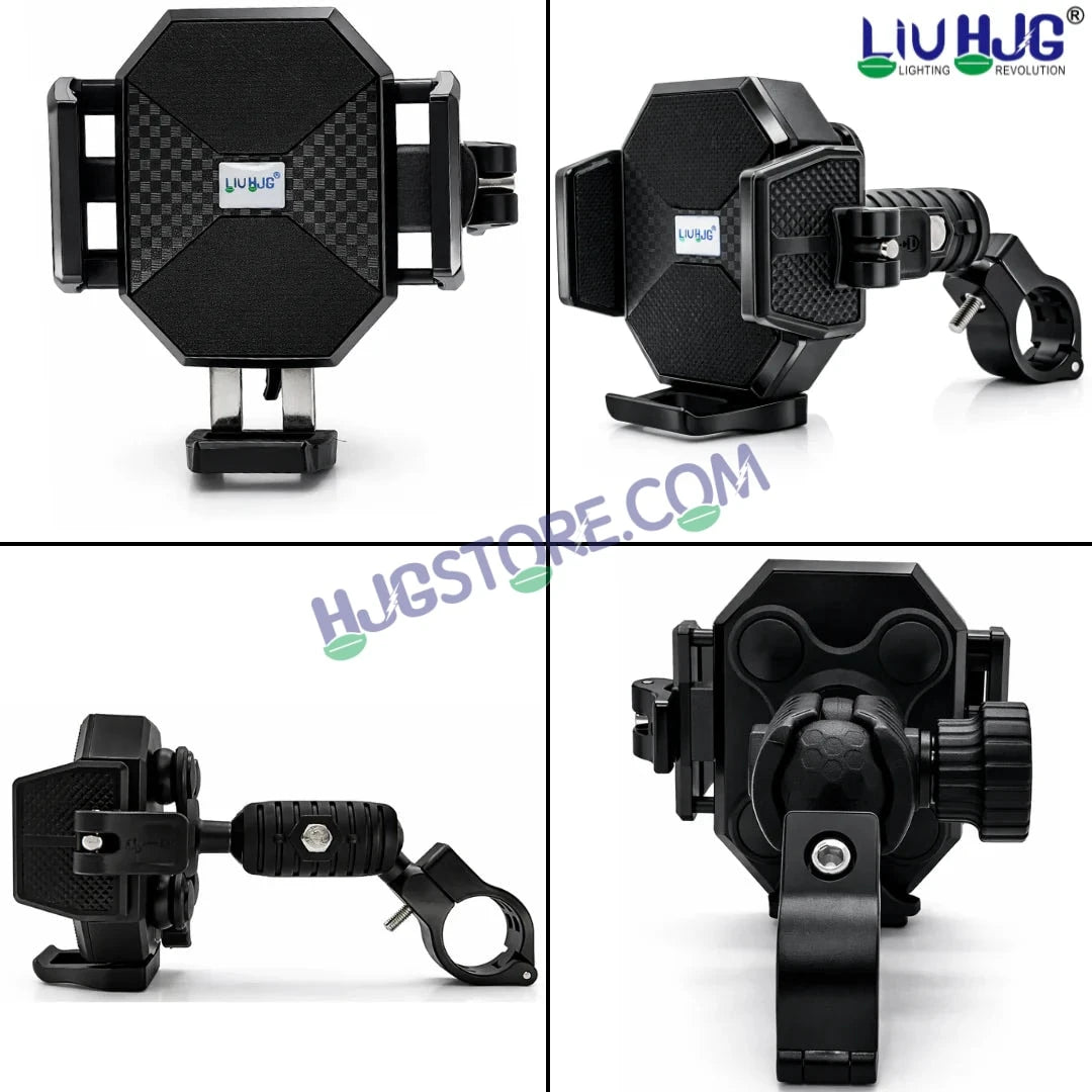HJG Hexagon R6 Mobile Holder with Handlebar Mount for Bike, Two Wheelers Universal HJG Hexagon R6 Handlebar Mount Mobile Holder Anti-Theft Mobile Holder 360 Degree Rotation Adjustable Size and Locking System LIU HJG Hexagon R6 Bike Handlebar Mount Holder - HJGstore.com