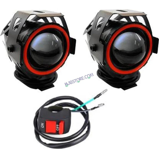 HJG Projector Angel Eyes LED Fog Light For Bike Universal For All Bike (Set of 2 with switch) - HJGstore.com