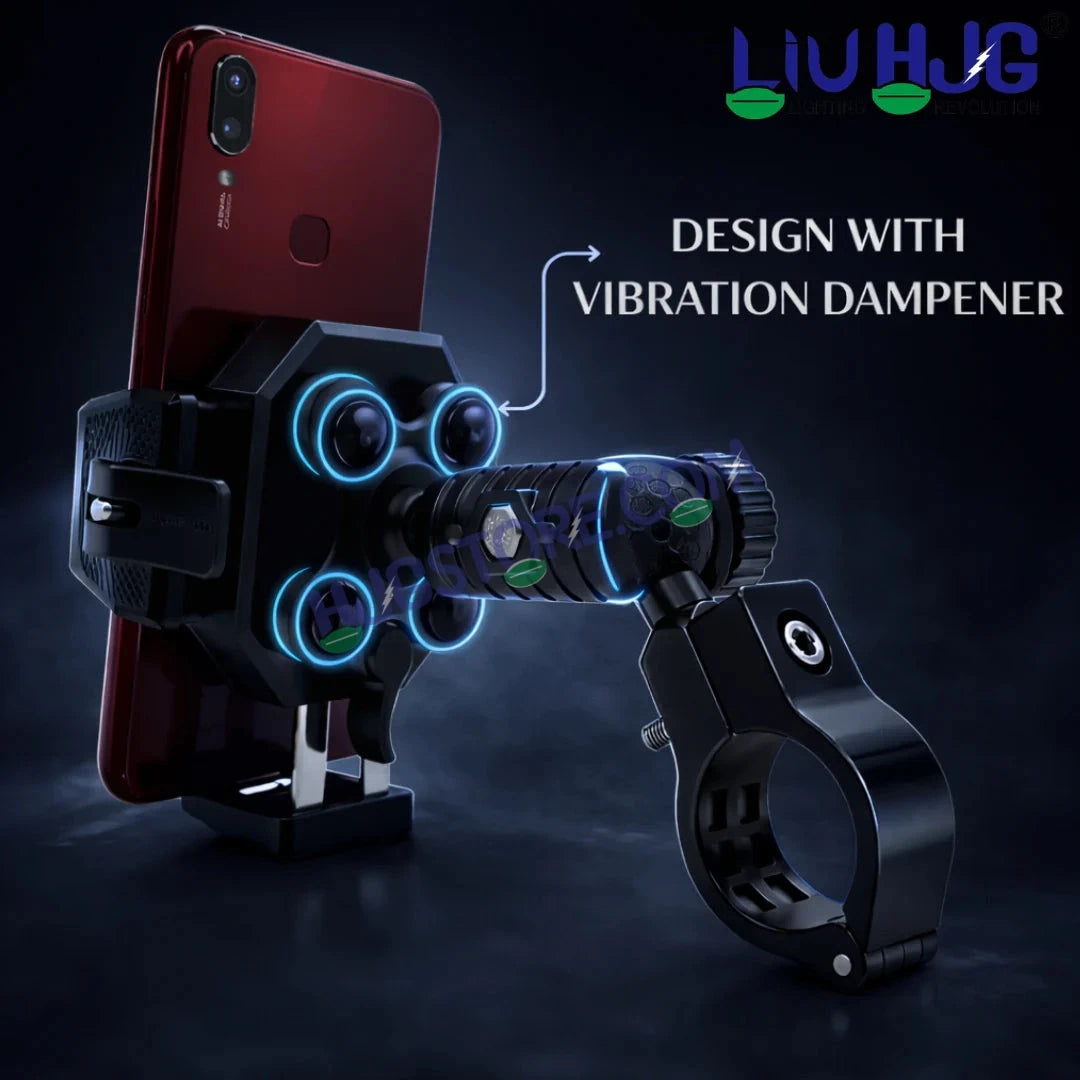 HJG Hexagon R6 Mobile Holder with Handlebar Mount for Bike, Two Wheelers Universal HJG Hexagon R6 Handlebar Mount Mobile Holder Anti-Theft Mobile Holder 360 Degree Rotation Adjustable Size and Locking System LIU HJG Hexagon R6 Bike Handlebar Mount Holder - HJGstore.com