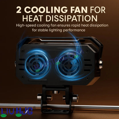 HJG New Future Eyes Ring DRL 2 LED Projector Foglight 120W with Wiring Harness Kit Red DRL/Amber Ring/White/Yellow Light 120W Foglight Ultra Wide Dual Intensity LED Driving Fog Lights Universal For All Cars & Bikes LIU HJG Ring 2 Lens Fog with Wiring Kit - HJGstore.com