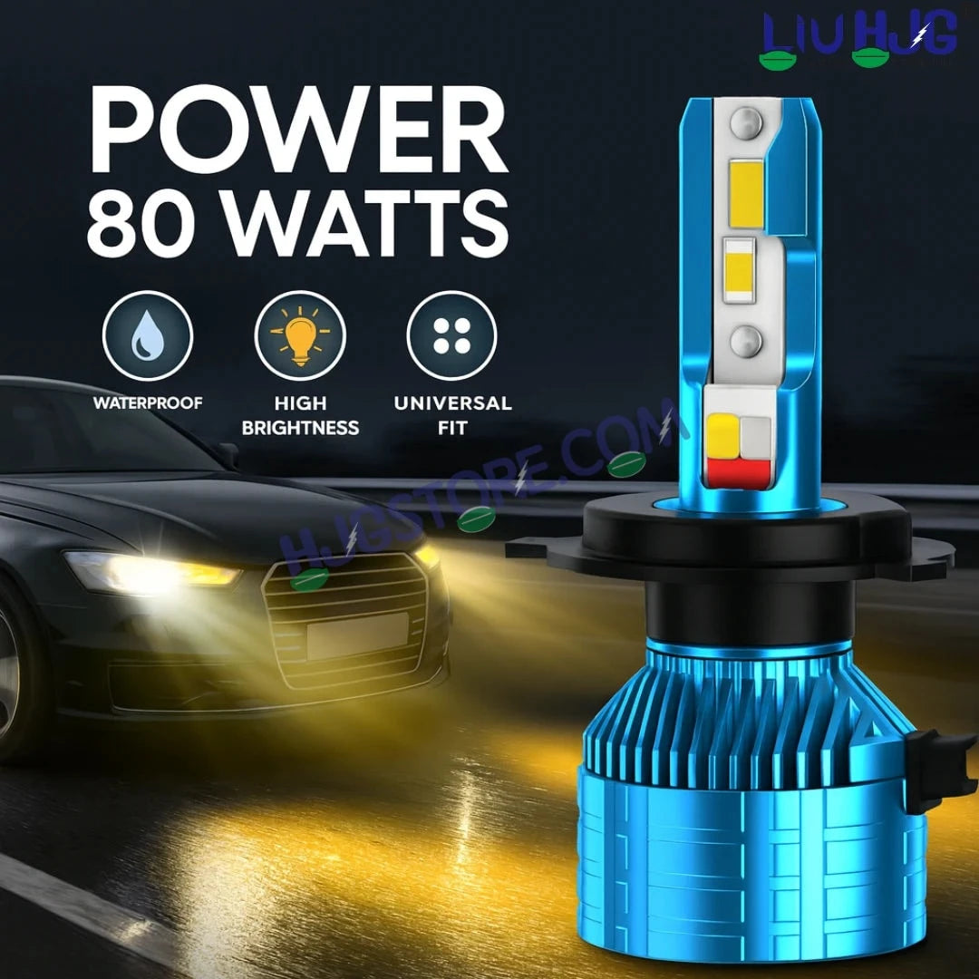 HJG M2 Mini Remote Control RGB 80W White/Yellow/Red/Blue/Flash H4 Dual Beam LED Bulb AC/DC Headlight LED Bulb Remote Control Hi/Lo 80W H4 LED for Bike Car Light H4 LED with Fan 12V/24V for Bike/Car, Set of 1, 8000 LM 80W, White/Yellow Hi/Lo RGB Remote - HJGstore.com