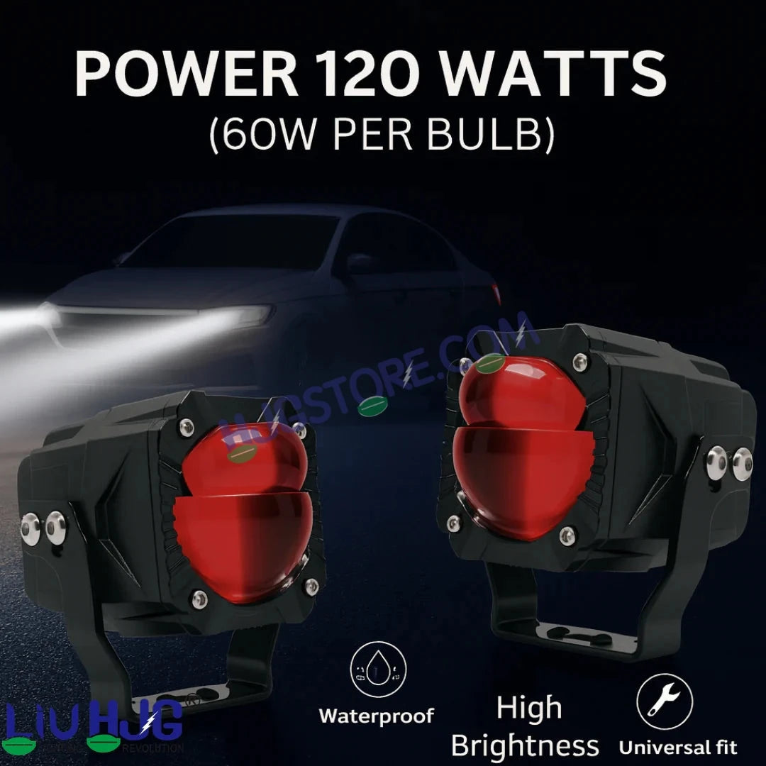 HJG Gorilla Fog with Wiring Harness Kit Combo Dual Lens 120W Gorilla Projector Foglight New Model with Wiring Foglight Ultra Wide Dual Intensity LED Driving Fog Lights White/Yellow 120W Universal For All Cars & Bikes LIU HJG Gorilla Foglight Combo Kit - HJGstore.com