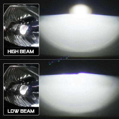 HJG RTD Lens H4 New Model White Low Beam White High Beam RTD Lens Dual Projector Lens H4 LED Bulb 50W HJG Projector Light H4 LED Mini Projector Lens with Fan Bulb 5000LM Conversion Kit Hi/Lo Beam Headlight 12V/24V for Motorcycle/Car, Set of 1, White Hi/Lo - HJGstore.com