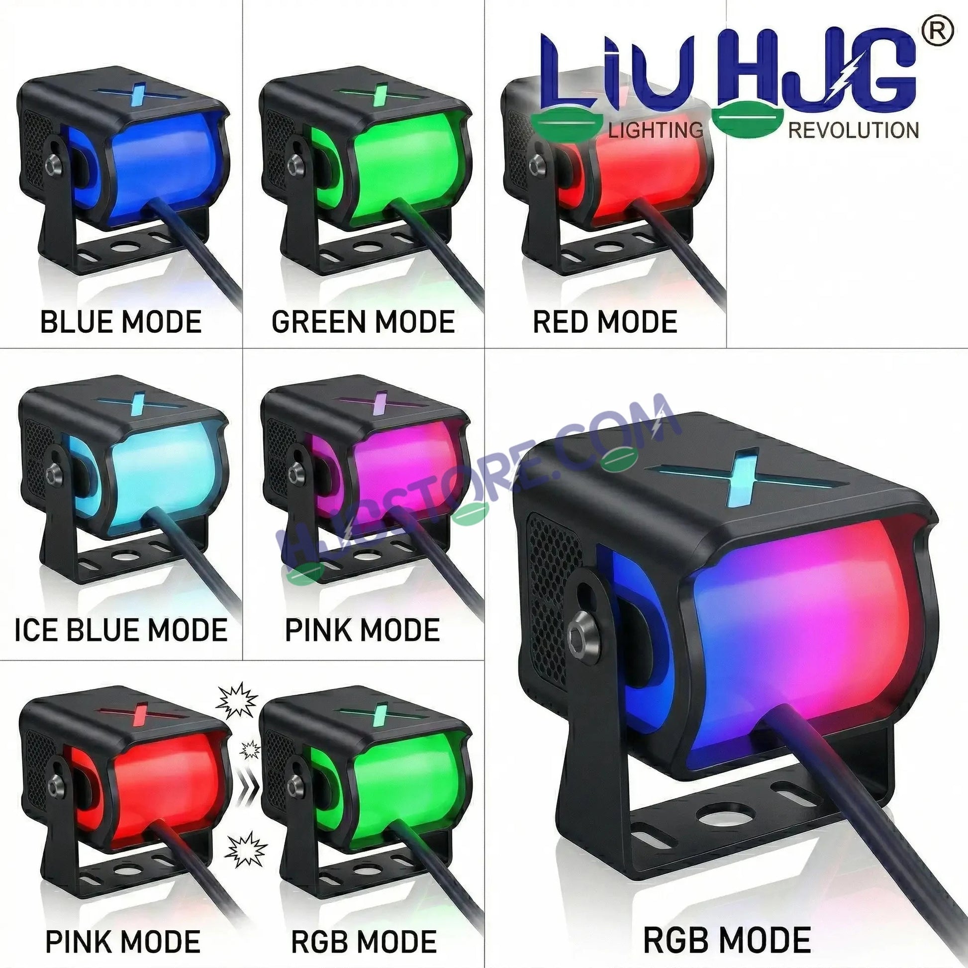 HJG X Drive Mini RGB Foglights with RGB Backlit DRL 40W Fog Light 4000LM Dual Color (3000K Yellow/6000K White) Projector Driving Lamp | Dynamic RGB Backlit DRL (8 Modes) | Wide Beam Auxiliary Light with Inline Ballast for Bike & SUV LIU HJG X Drive - HJGstore.com