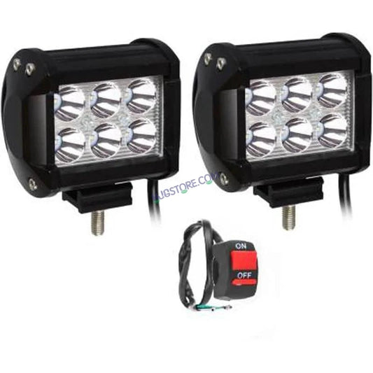 HJG 6 LED Square LED Fog Light For Universal For Bike, Universal For Car Universal For Bike, Universal For Car (Set of 2 with Switch) - HJGstore.com