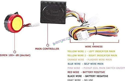 HJG Keyless Alarm System Kit Keyless Start One-Way Bike Alarm Kit for Two Wheeler Security HJG Anti-Theft Alarm System Kit (Loud Siren 125 dB, Flashing Light) LIU HJG Keyless Alarm System Kit - HJGstore.com