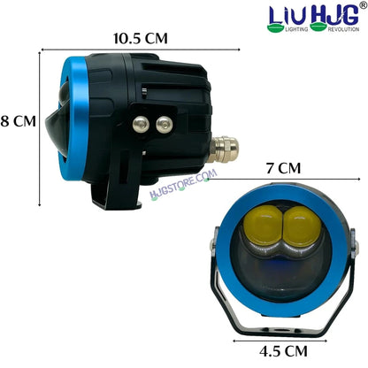 HJG Terminator 2 Projector Foglight 100W with Laser Spot and Wide Spread Red DRL/White/Yellow/Warm White Light 100W Foglight Ultra Wide Dual Intensity LED Driving Fog Lights 3000K/4300K/6500K Universal For All Cars & Bikes LIU HJG Terminator 2 Bi Foglight - HJGstore.com