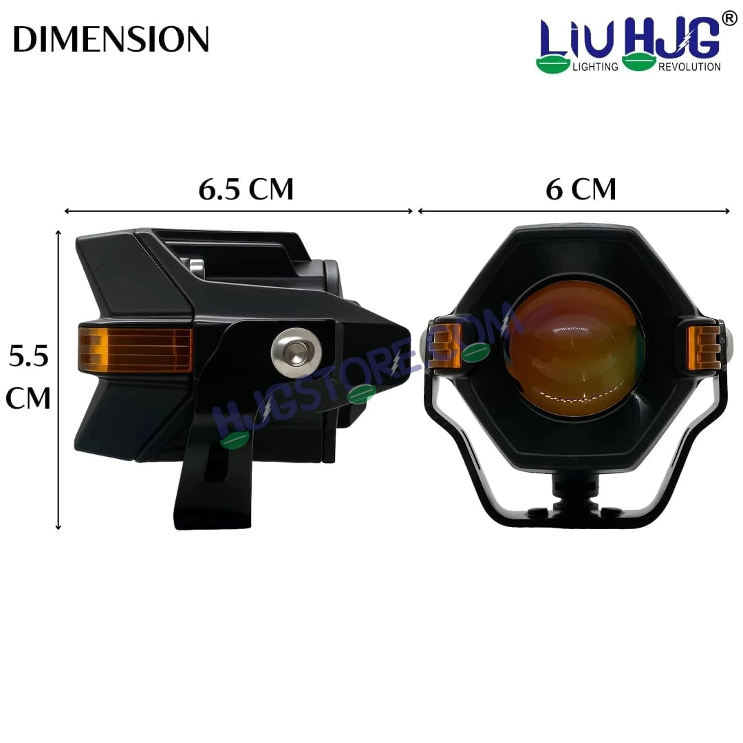 HJG Spaceship Foglight 80W 1 Lens Space Ship Fog Projector Lens 2pc Foglight Red Devil Side Amber DRL Modes 80W Foglight Ultra Wide Dual Intensity LED Fog Lights White/Yellow/Red Projector (80W) Universal For All Cars & Bikes LIU HJG Space Ship Foglight - HJGstore.com