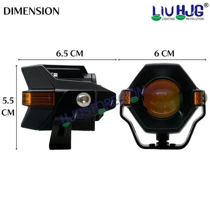HJG Spaceship Foglight 80W 1 Lens Space Ship Fog Projector Lens 2pc Foglight Red Devil Side Amber DRL Modes 80W Foglight Ultra Wide Dual Intensity LED Fog Lights White/Yellow/Red Projector (80W) Universal For All Cars & Bikes LIU HJG Space Ship Foglight - HJGstore.com