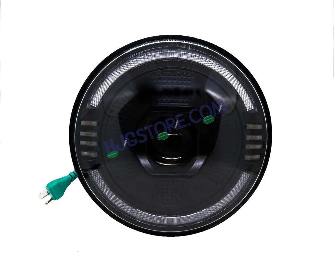 HJG Ring Projector 7 Inch C-216 Headlight Assembly Projector Ultra Wide 7 Inch Headlight Assembly 90W White LED Headlight Assembly for Royal Enfield | 80-100W CREE/Osram LED Chip Multi color White/Yellow Compatible with Royal Enfield, Jeep, Thar, Gypsy - HJGstore.com