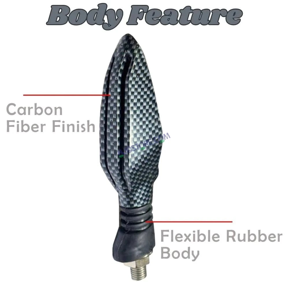 HJG Indicator Carbon Fibre Waterproof Flexible Blinker Bright LED Indicators Universal For All Bike Models Motorcycle Turn Signal Lights HJG Carbon Fibre Indicator, Pack of 2 - HJGstore.com