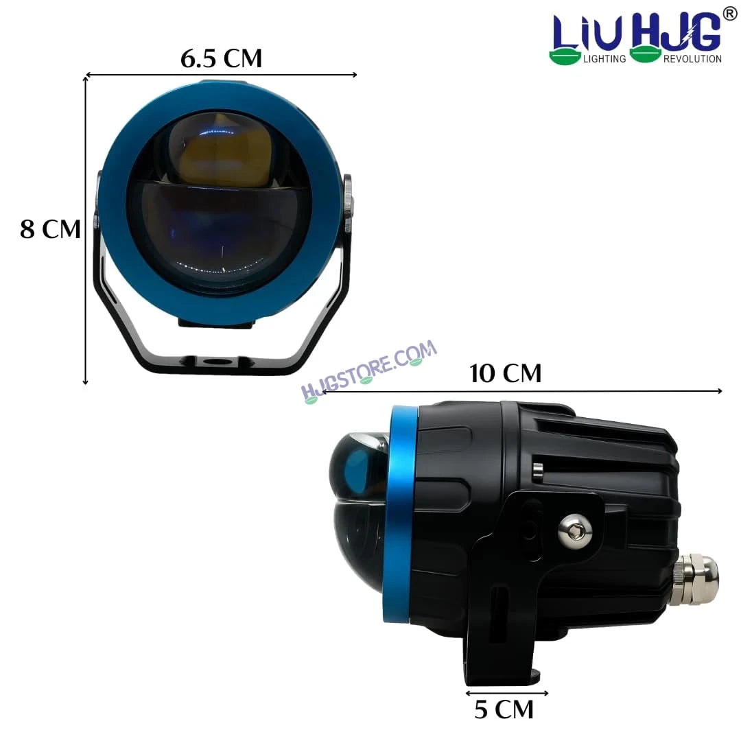 HJG Terminator 1 Projector Foglight 100W with Laser Spot and Wide Spread Red DRL/White/Yellow/Warm White Light 100W Foglight Ultra Wide Dual Intensity LED Driving Fog Lights 3000K/4300K/6500K Universal For All Cars & Bikes LIU HJG Terminator 1 Foglight - HJGstore.com