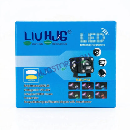 HJG X Drive Mini RGB Foglights with RGB Backlit DRL 40W Fog Light 4000LM Dual Color (3000K Yellow/6000K White) Projector Driving Lamp | Dynamic RGB Backlit DRL (8 Modes) | Wide Beam Auxiliary Light with Inline Ballast for Bike & SUV LIU HJG X Drive - HJGstore.com