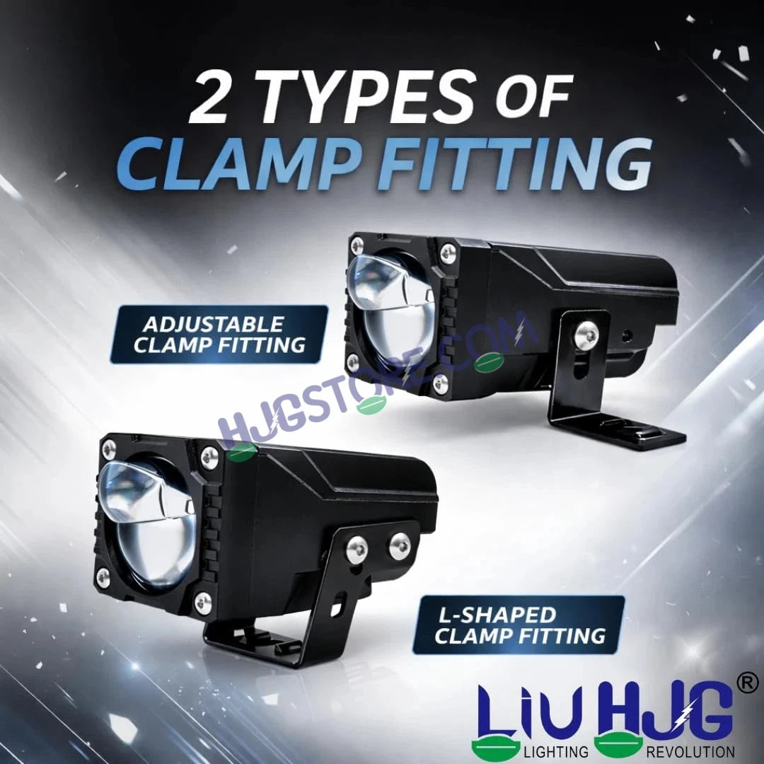 HJG HS104 Wide Lens Foglight Dual Condenser Lens 120W Foglight with Two Type Clamps White Hi/Lo Red Projector Foglight 120W Ultra Wide Intensity LED Fog Lights White Hi/Lo with Red Devil Fog Universal For All Cars & Bikes LIU HJG HS104 120W Foglight 2pc - HJGstore.com