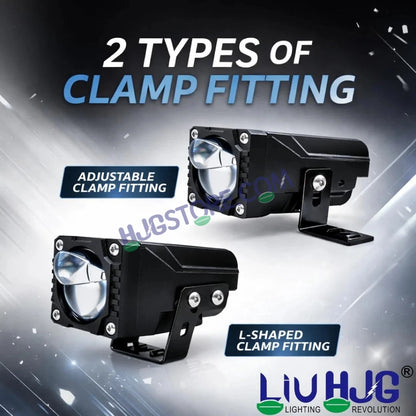 HJG HS104 Wide Lens Foglight Dual Condenser Lens 120W Foglight with Two Type Clamps White Hi/Lo Red Projector Foglight 120W Ultra Wide Intensity LED Fog Lights White Hi/Lo with Red Devil Fog Universal For All Cars & Bikes LIU HJG HS104 120W Foglight 2pc - HJGstore.com