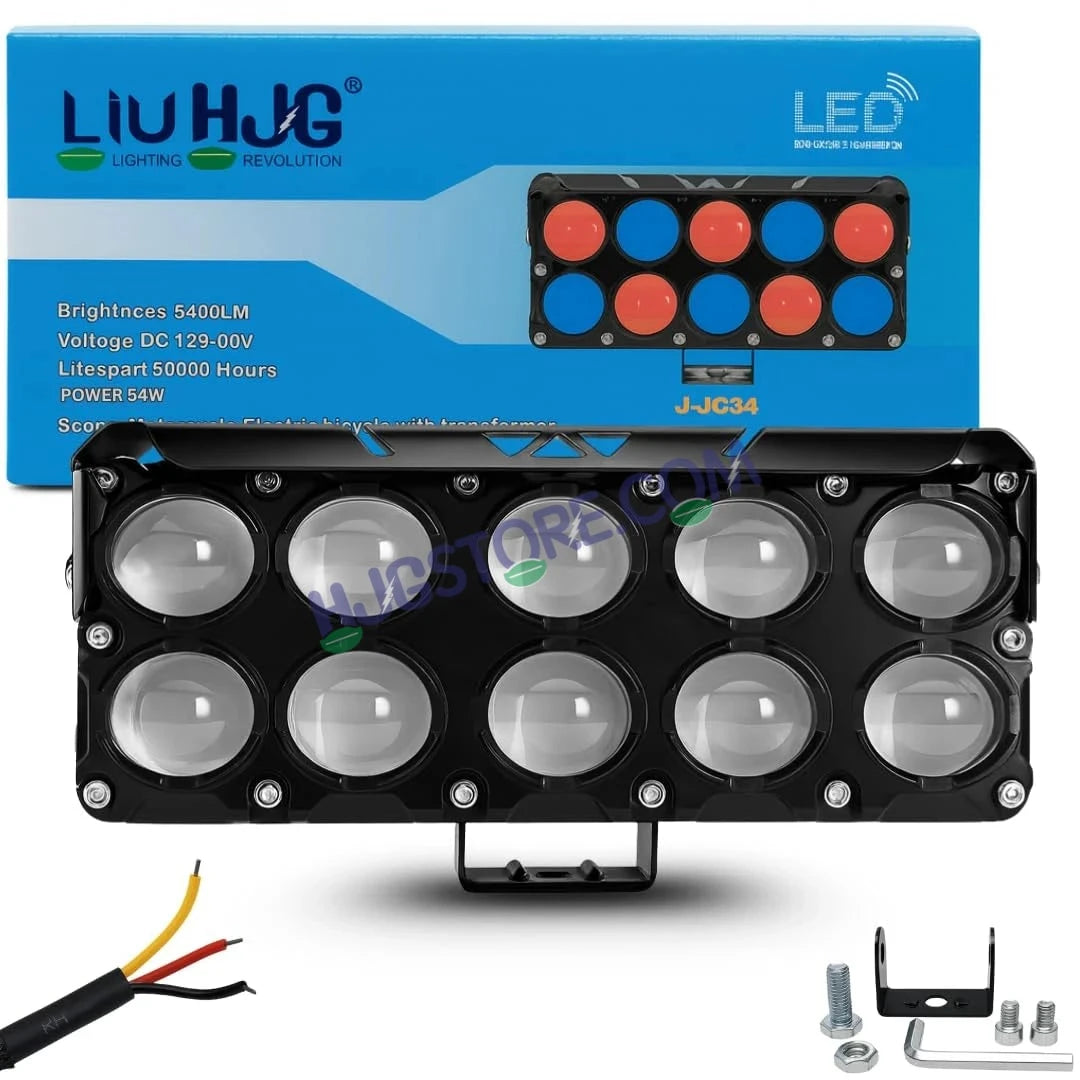 HJG 10 Lens Cube Red Blue 54W JC-34 Foglight with Red Blue Flash Mode 10 Lens Projector Foglight 54W Foglight Ultra Wide Dual Intensity LED Fog Lights White/Yellow/Warm White/Flash/Red Blue DRL Universal For All Cars & Bikes LIU HJG 10 Lens Cube Red Blue - HJGstore.com