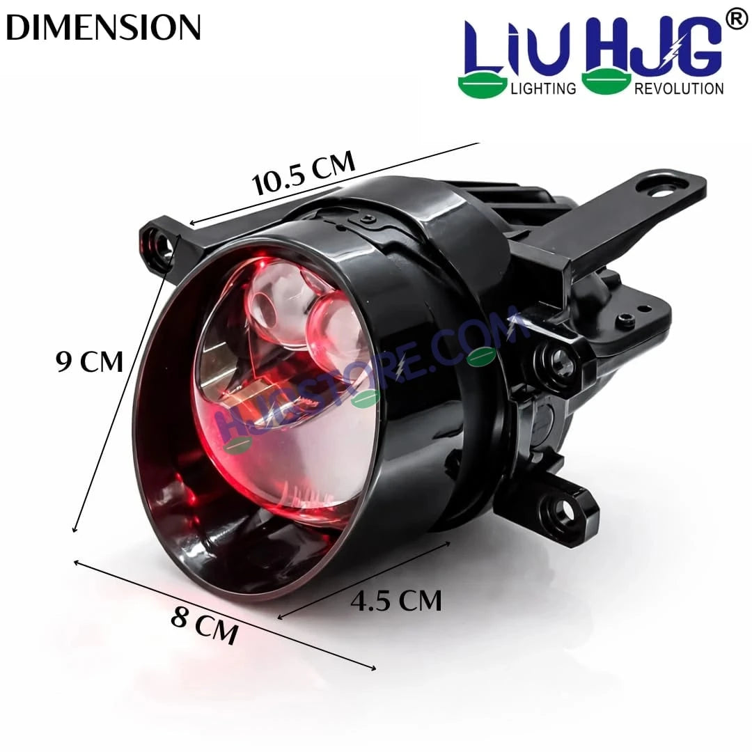HJG 3 Inch Bi LED Projector Lens Laser Fog Lamp H8/H9/H11/H16 with Toyota Fitting Mounts with Cap Waterproof & Heat Dissipation 120W 12V DC Power Yellow/White/Red Light Reflection Universal Fit All Bikes & Cars Model with Toyota Fitting Mounts, Pack of 2 - HJGstore.com