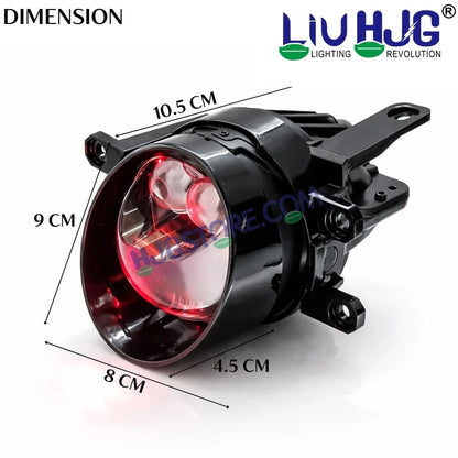 HJG 3 Inch Bi LED Projector Lens Laser Fog Lamp H8/H9/H11/H16 with Toyota Fitting Mounts with Cap Waterproof & Heat Dissipation 120W 12V DC Power Yellow/White/Red Light Reflection Universal Fit All Bikes & Cars Model with Toyota Fitting Mounts, Pack of 2 - HJGstore.com