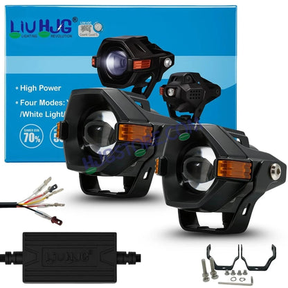 HJG Spaceship Foglight 80W 1 Lens Space Ship Fog Projector Lens 2pc Foglight Red Devil Side Amber DRL Modes 80W Foglight Ultra Wide Dual Intensity LED Fog Lights White/Yellow/Red Projector (80W) Universal For All Cars & Bikes LIU HJG Space Ship Foglight - HJGstore.com