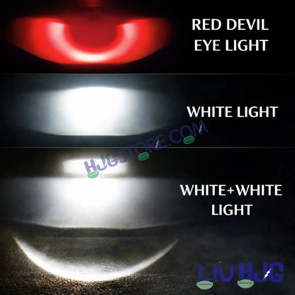HJG HS104 Wide Lens Foglight Dual Condenser Lens 120W Foglight with Two Type Clamps White Hi/Lo Red Projector Foglight 120W Ultra Wide Intensity LED Fog Lights White Hi/Lo with Red Devil Fog Universal For All Cars & Bikes LIU HJG HS104 120W Foglight 2pc - HJGstore.com