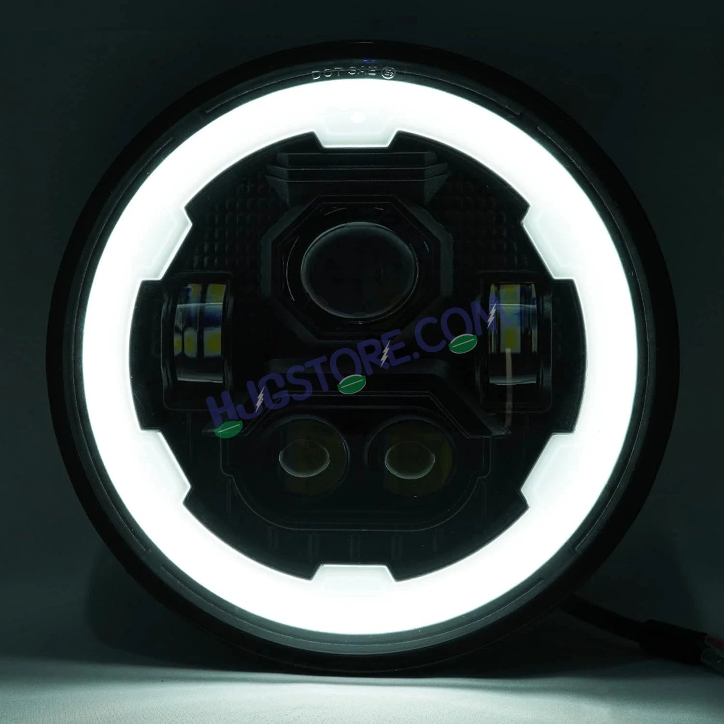 HJG Genuine Phantom Ring 5.75 Inch LED Headlight Avenger Fitting with Spotless and Bright DRL Fits in Bajaj Avenger, Harley Davidson, Jeep 5.75" (12V-80V DC 75W) - HJGstore.com