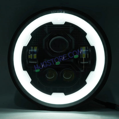 HJG Genuine Phantom Ring 5.75 Inch LED Headlight Avenger Fitting with Spotless and Bright DRL Fits in Bajaj Avenger, Harley Davidson, Jeep 5.75" (12V-80V DC 75W) - HJGstore.com