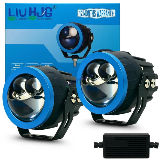 HJG Terminator 2 Projector Foglight 100W with Laser Spot and Wide Spread Red DRL/White/Yellow/Warm White Light 100W Foglight Ultra Wide Dual Intensity LED Driving Fog Lights 3000K/4300K/6500K Universal For All Cars & Bikes LIU HJG Terminator 2 Bi Foglight - HJGstore.com