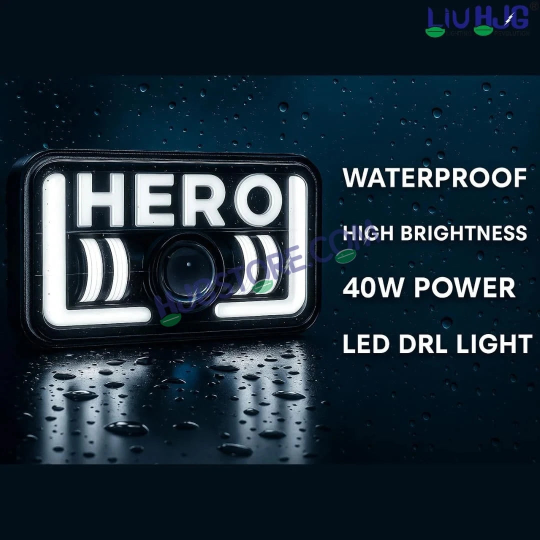 HJG 12V 40W LED Headlight HERO for Hero Splendor Series – White Beam with Red/Blue DRL, Durable Waterproof Motorcycle Headlamp (Pack of 1) - HJGstore.com