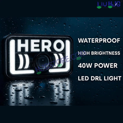 HJG 12V 40W LED Headlight HERO for Hero Splendor Series – White Beam with Red/Blue DRL, Durable Waterproof Motorcycle Headlamp (Pack of 1) - HJGstore.com