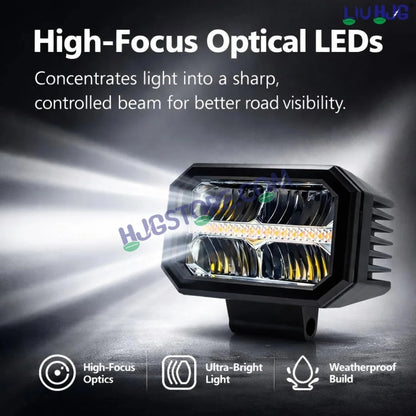 HJG W-07 Minus Cube Foglight 50W White/Amber Foglight White/Yellow DRL Dual LED Foglight Amber/White DRL White Light 50W Foglight Ultra Wide Dual Intensity LED Driving Fog Lights Universal For All Cars & Bikes LIU HJG W-07 Minus Cube Foglight, Pack of 2 - HJGstore.com