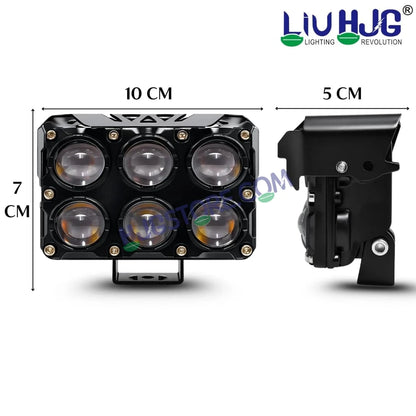 HJG 6 Lens Cube Red Blue 46W JC-32 Foglight with Red Blue Flash Mode 6 Lens Projector Foglight 46W Foglight Ultra Wide Dual Intensity LED Fog Lights White/Yellow/Warm White/Flash/Red Blue DRL Universal For All Cars & Bikes LIU HJG 6 Lens Cube Red Blue Fog - HJGstore.com