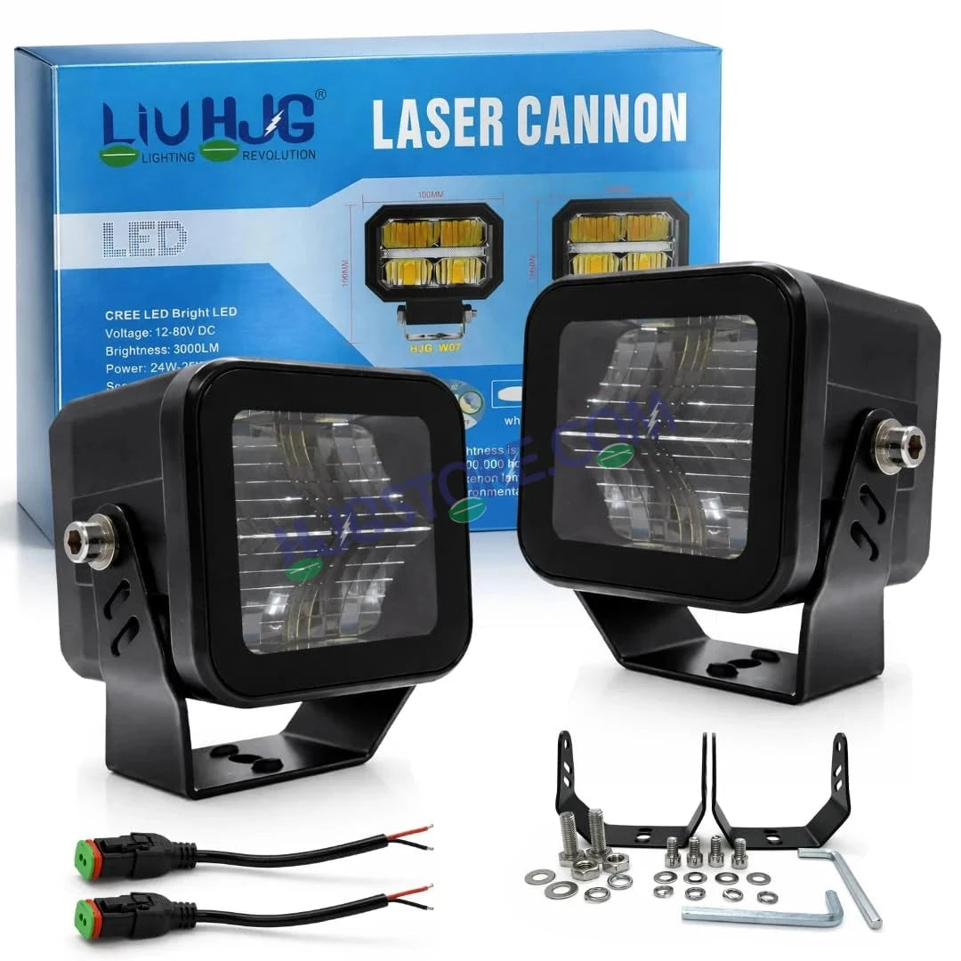 HJG W-08 White Cube Foglight 72W White Foglight White LED Foglight Ultra Wide Spread White Light 72W Foglight Ultra Wide Intensity LED Driving Fog Lights Universal For All Cars & Bikes LIU HJG W-08 White Cube Foglight Driving Lights, Pack of 2 - HJGstore.com