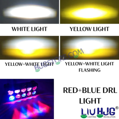 HJG 10 Lens Cube Red Blue 54W JC-34 Foglight with Red Blue Flash Mode 10 Lens Projector Foglight 54W Foglight Ultra Wide Dual Intensity LED Fog Lights White/Yellow/Warm White/Flash/Red Blue DRL Universal For All Cars & Bikes LIU HJG 10 Lens Cube Red Blue - HJGstore.com