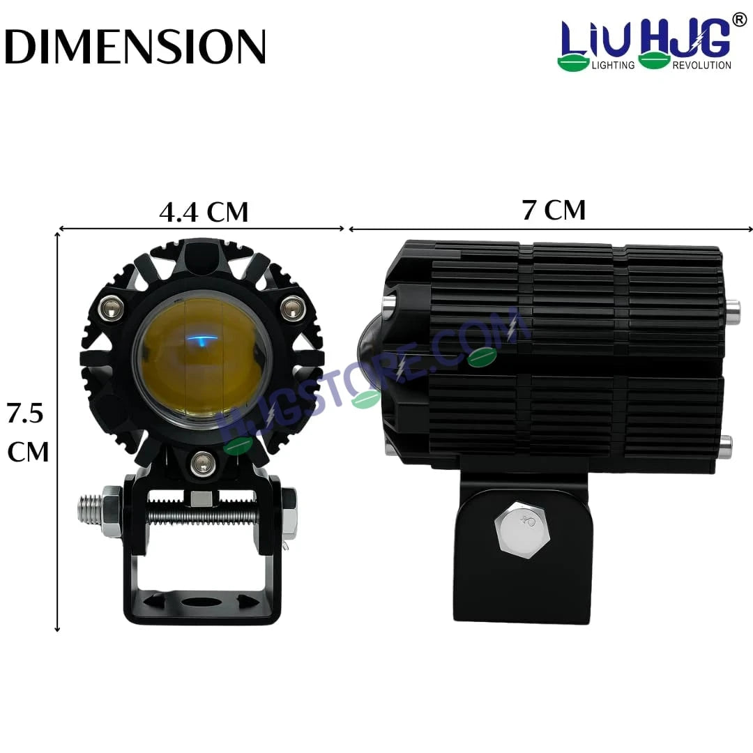 HJG CNC Mini Drive 80W Version 7 New Model Projector Foglight with Canbus Red DRL/White/Yellow Ultra Wide Dual Intensity 80W LED Fog Lights White/Yellow/White + Yellow/Red DRL Universal For All Cars & Bikes LIU HJG CNC Mini Drive 80W Version 7, Set of 2 - HJGstore.com