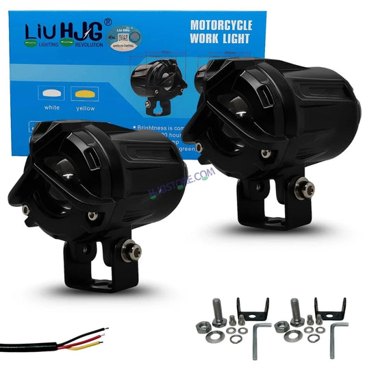 HJG Mini Mercedes Y Lens with Cooling Fan 80W Foglight Ultra Wide Dual Intensity LED Driving Fog Lights White/Yellow (2*40W = 80W Total) Universal For All Cars & Bikes LIU HJG Mini Mercedes Y Lens 80W with Cooling Fan Ultra Wide Light Throw - HJGstore.com