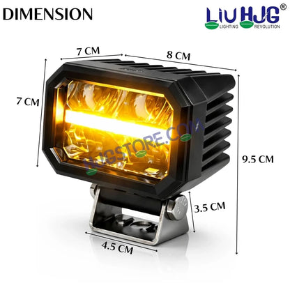 HJG W-07 Minus Cube Foglight 50W White/Amber Foglight White/Yellow DRL Dual LED Foglight Amber/White DRL White Light 50W Foglight Ultra Wide Dual Intensity LED Driving Fog Lights Universal For All Cars & Bikes LIU HJG W-07 Minus Cube Foglight, Pack of 2 - HJGstore.com