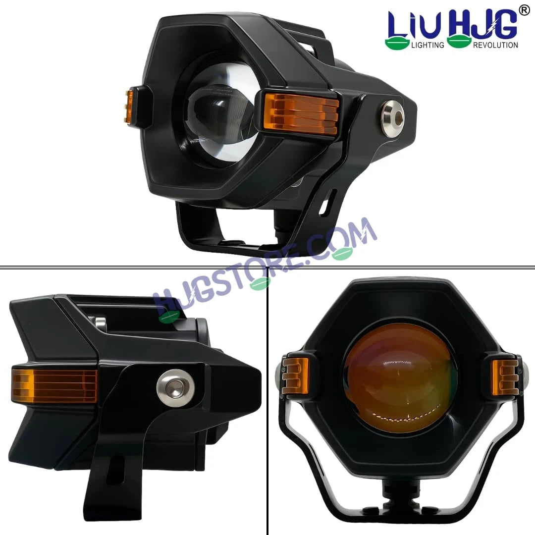 HJG Spaceship Foglight 80W 1 Lens Space Ship Fog Projector Lens 2pc Foglight Red Devil Side Amber DRL Modes 80W Foglight Ultra Wide Dual Intensity LED Fog Lights White/Yellow/Red Projector (80W) Universal For All Cars & Bikes LIU HJG Space Ship Foglight - HJGstore.com
