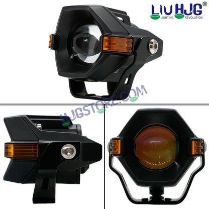 HJG Spaceship Foglight 80W 1 Lens Space Ship Fog Projector Lens 2pc Foglight Red Devil Side Amber DRL Modes 80W Foglight Ultra Wide Dual Intensity LED Fog Lights White/Yellow/Red Projector (80W) Universal For All Cars & Bikes LIU HJG Space Ship Foglight - HJGstore.com