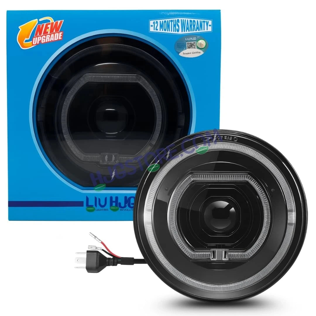 HJG C-279 Red Devil Blue Halo Ring 7 Inch Headlight Assembly 92W Projector Ultra Wide Halo Ring C-279 White LED Headlight New Projector Headlight Assembly | 92W CREE/Osram LED Chip Multi DRL Compatible with Royal Enfield, Jeep, Thar, Gypsy - HJGstore.com
