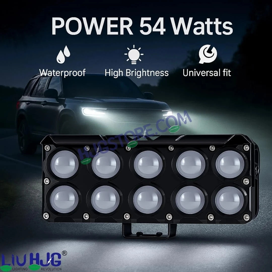 HJG 10 Lens Cube Red Blue 54W JC-34 Foglight with Red Blue Flash Mode 10 Lens Projector Foglight 54W Foglight Ultra Wide Dual Intensity LED Fog Lights White/Yellow/Warm White/Flash/Red Blue DRL Universal For All Cars & Bikes LIU HJG 10 Lens Cube Red Blue - HJGstore.com