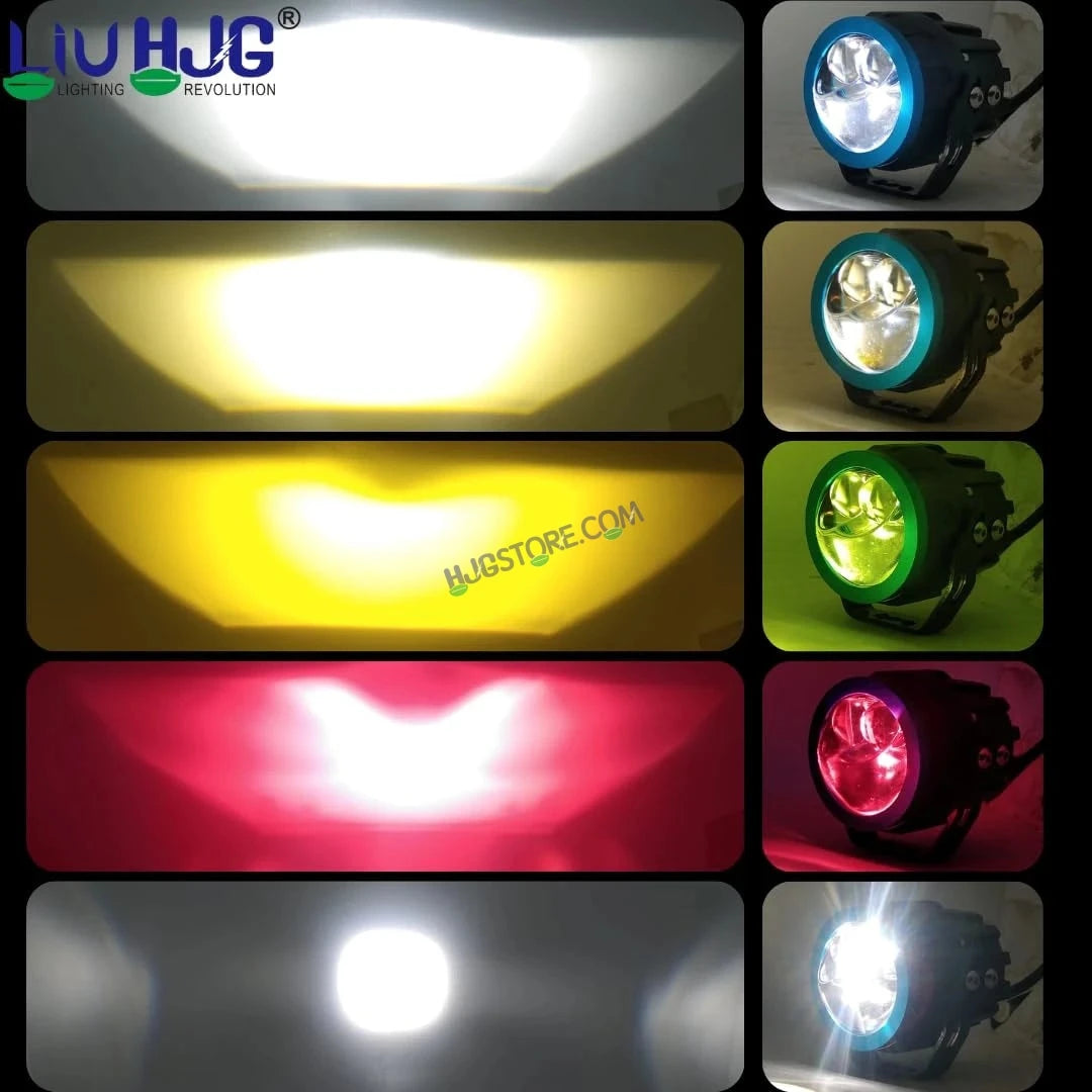 HJG Terminator 2 Projector Foglight 100W with Laser Spot and Wide Spread Red DRL/White/Yellow/Warm White Light 100W Foglight Ultra Wide Dual Intensity LED Driving Fog Lights 3000K/4300K/6500K Universal For All Cars & Bikes LIU HJG Terminator 2 Bi Foglight - HJGstore.com
