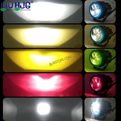 HJG Terminator 2 Projector Foglight 100W with Laser Spot and Wide Spread Red DRL/White/Yellow/Warm White Light 100W Foglight Ultra Wide Dual Intensity LED Driving Fog Lights 3000K/4300K/6500K Universal For All Cars & Bikes LIU HJG Terminator 2 Bi Foglight - HJGstore.com