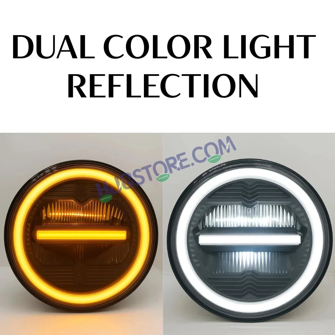 HJG 7 Inch 75W Minus New Model 75W Low Beam 110W Hi Beam LED Headlight Assembly White 7 Inch Round Motorcycle Lights For Jeeps Universal Car Compatible with Royal Enfield, Jeep & Harley Davidson LIU HJG New Box Minus 7 Inch - HJGstore.com