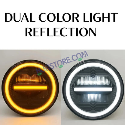 HJG 7 Inch 75W Minus New Model 75W Low Beam 110W Hi Beam LED Headlight Assembly White 7 Inch Round Motorcycle Lights For Jeeps Universal Car Compatible with Royal Enfield, Jeep & Harley Davidson LIU HJG New Box Minus 7 Inch - HJGstore.com