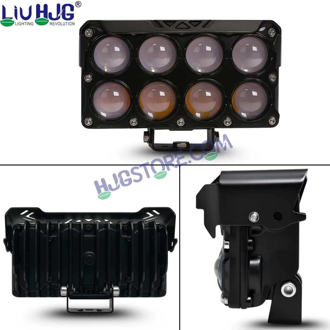 HJG 8 Lens Cube Red Blue 50W JC-33 Foglight with Red Blue Flash Mode 8 Lens Projector Foglight 50W Foglight Ultra Wide Dual Intensity LED Fog Lights White/Yellow/Warm White/Flash/Red Blue DRL Universal For All Cars & Bikes LIU HJG 8 Lens Cube Red Blue Fog - HJGstore.com
