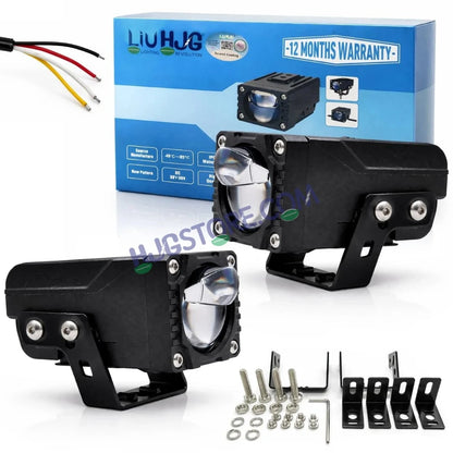 HJG HS104 Wide Lens Foglight Dual Condenser Lens 120W Foglight with Two Type Clamps White Hi/Lo Red Projector Foglight 120W Ultra Wide Intensity LED Fog Lights White Hi/Lo with Red Devil Fog Universal For All Cars & Bikes LIU HJG HS104 120W Foglight 2pc - HJGstore.com
