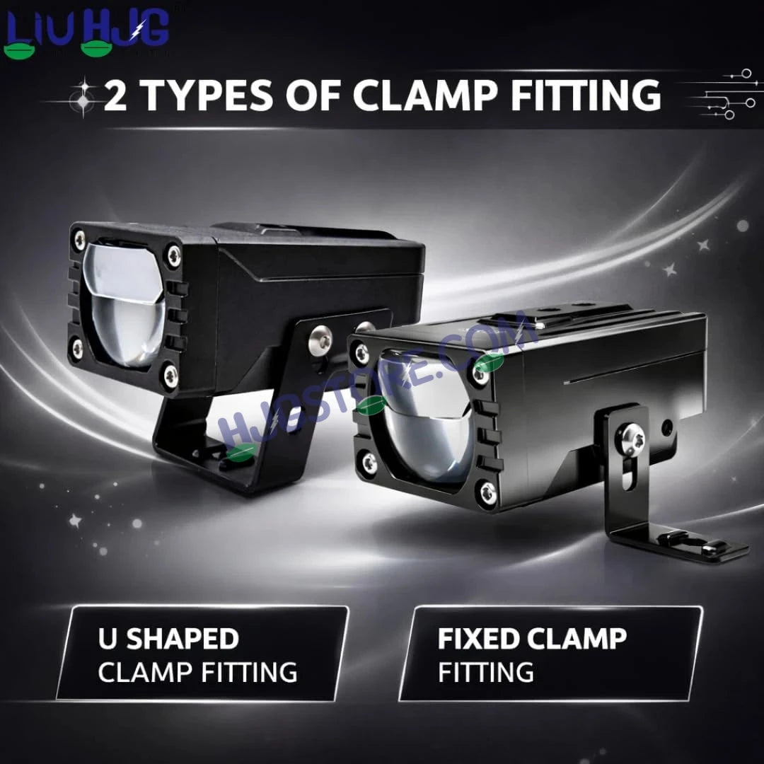 HJG HS99 Foglight Dual Condenser Lens 120W Foglight with Two Type Clamps White Hi/Lo Red Projector Foglight 120W Foglight Ultra Wide Intensity LED Fog Lights White Hi/Lo with Red Devil Fog Universal For All Cars & Bikes LIU HJG HS99 120W Foglight 2pc - HJGstore.com