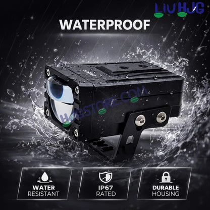 HJG HS99 Foglight Dual Condenser Lens 120W Foglight with Two Type Clamps White Hi/Lo Red Projector Foglight 120W Foglight Ultra Wide Intensity LED Fog Lights White Hi/Lo with Red Devil Fog Universal For All Cars & Bikes LIU HJG HS99 120W Foglight 2pc - HJGstore.com