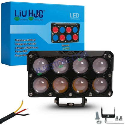 HJG 8 Lens Cube Red Blue 50W JC-33 Foglight with Red Blue Flash Mode 8 Lens Projector Foglight 50W Foglight Ultra Wide Dual Intensity LED Fog Lights White/Yellow/Warm White/Flash/Red Blue DRL Universal For All Cars & Bikes LIU HJG 8 Lens Cube Red Blue Fog - HJGstore.com