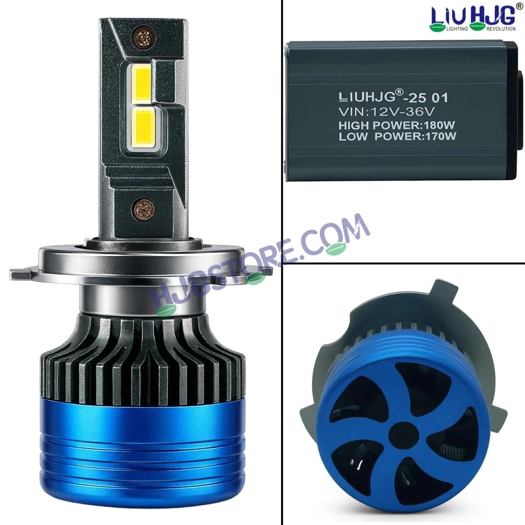 HJG 180W H4 2pc LED Headlight Bulbs H4 Adjustable Holder LED Bulb AC/DC Headlight White 6500K 180W Headlight Bulbs for Bike Car LED Light H4 Hi/Lo Beam Headlight 12V/24V for Bike/Car, LIU HJG 180W H4 Socket Bulbs Pack of 2, H4 Socket - HJGstore.com